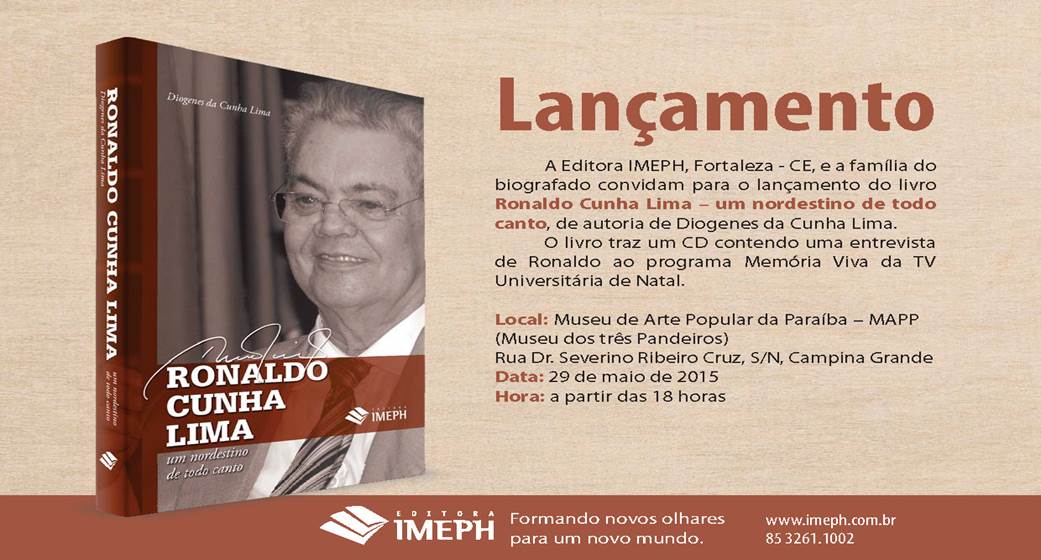 Biografia de Ronaldo Cunha Lima será lançada em João Pessoa e em Campina Grande
