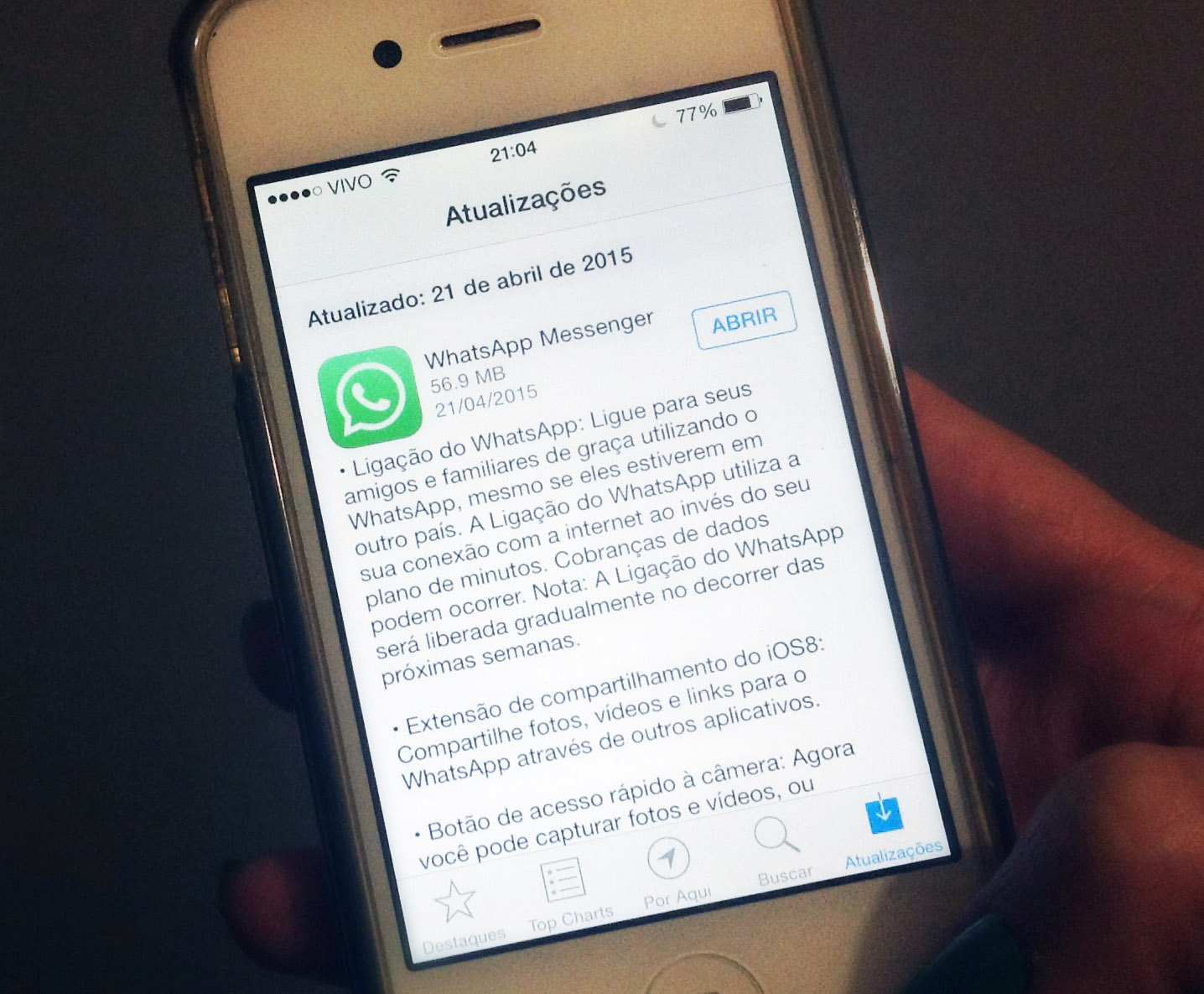 WhatsApp libera atualização que permite ligação de voz no iPhone