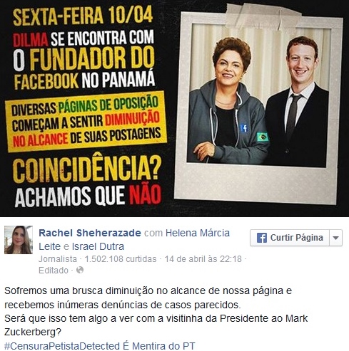 Sheherazade culpa Dilma e Zuckerberg por queda de audiência em sua página