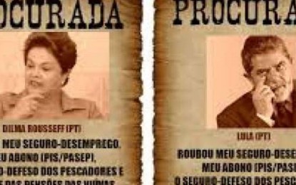 BOMBA; PT vai à Justiça contra fotos em que Dilma e Lula estão como ‘procurados’