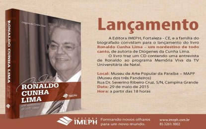 Biografia de Ronaldo Cunha Lima será lançada em João Pessoa e em Campina Grande