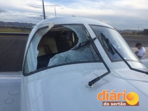 VEJA VÍDEO – Urubu bate em avião do Armazém Paraíba e por pouco não causa tragédia; quatro pessoas ficaram feridas