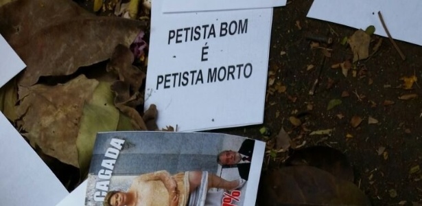 Panfletos atirados em velório de Dutra revelam o nível do ódio político no Brasil..PETISTA BOM É PETISTA MORTO