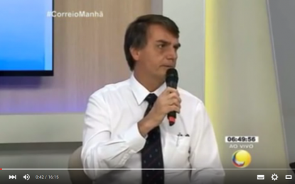 VÍDEO – BOLSONARO NA TV CORREIO – “obrigado João Pessoa, um abraço Paraíba …O BRASIL É NOSSO!