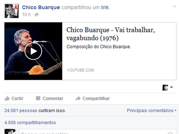 Chico Buarque posta vídeo de bate-boca com grupo antipetista no Rio