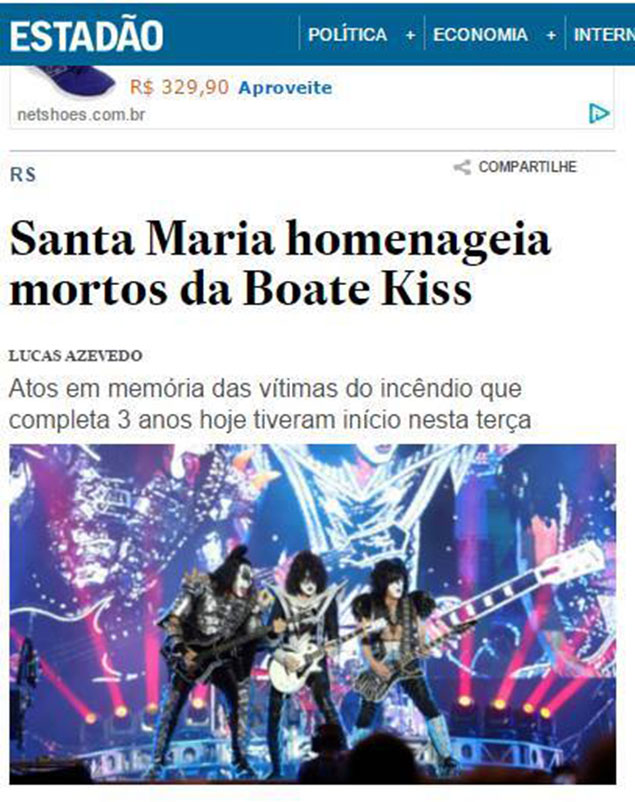 “Estadão” comete gafe e ilustra matéria sobre a Boate Kiss com imagem de banda