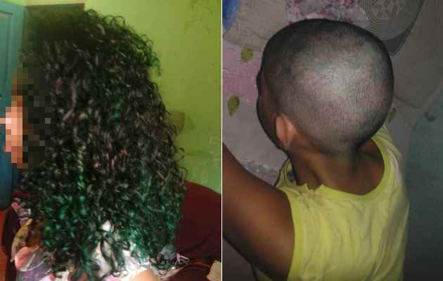 Pai raspa cabelo de filha que fez mechas verdes