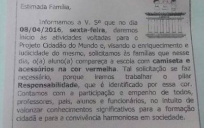 Uso de roupa vermelha causa polêmica em escola pública