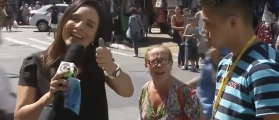 VEJA VÍDEO: Senhora invade link ao vivo e faz um protesto contra a Rede Globo