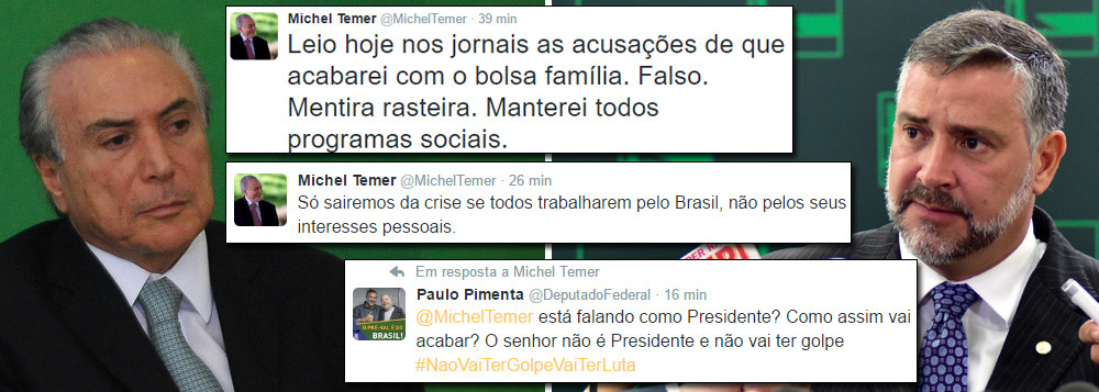 Temer fala como presidente e é enquadrado por Paulo Pimenta