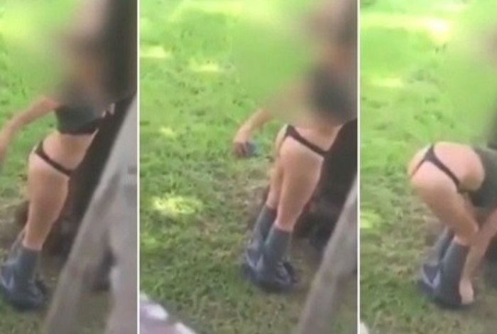 VEJA VÍDEO – Mulher é flagrada tirando selfie do próprio bumbum em parque