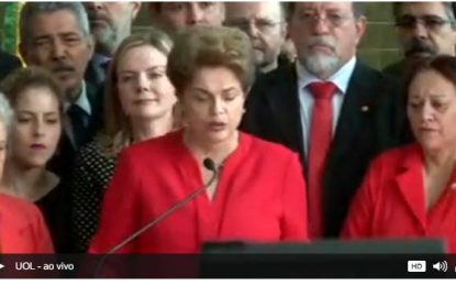 Dilma se pronuncia sobre perda de mandato: ‘É o segundo golpe de estado que enfrento na vida’