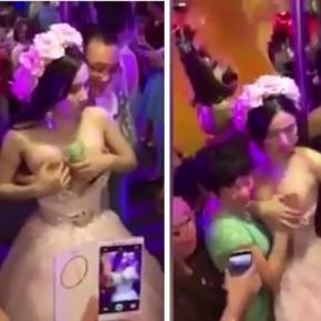 VEJA VÍDEO: Noiva deixa convidados do seu casamento tocarem seus seios em troca de dinheiro