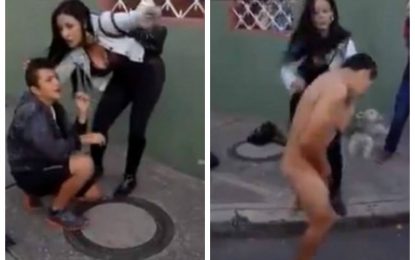 VEJA VÍDEO – Mulher reage a assalto e faz ladrão correr pelado pela rua