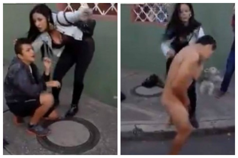 VEJA VÍDEO – Mulher reage a assalto e faz ladrão correr pelado pela rua