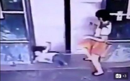 VEJA O VÍDEO: Mãe chuta filha para impedir que ela seja esmagada pelo elevador