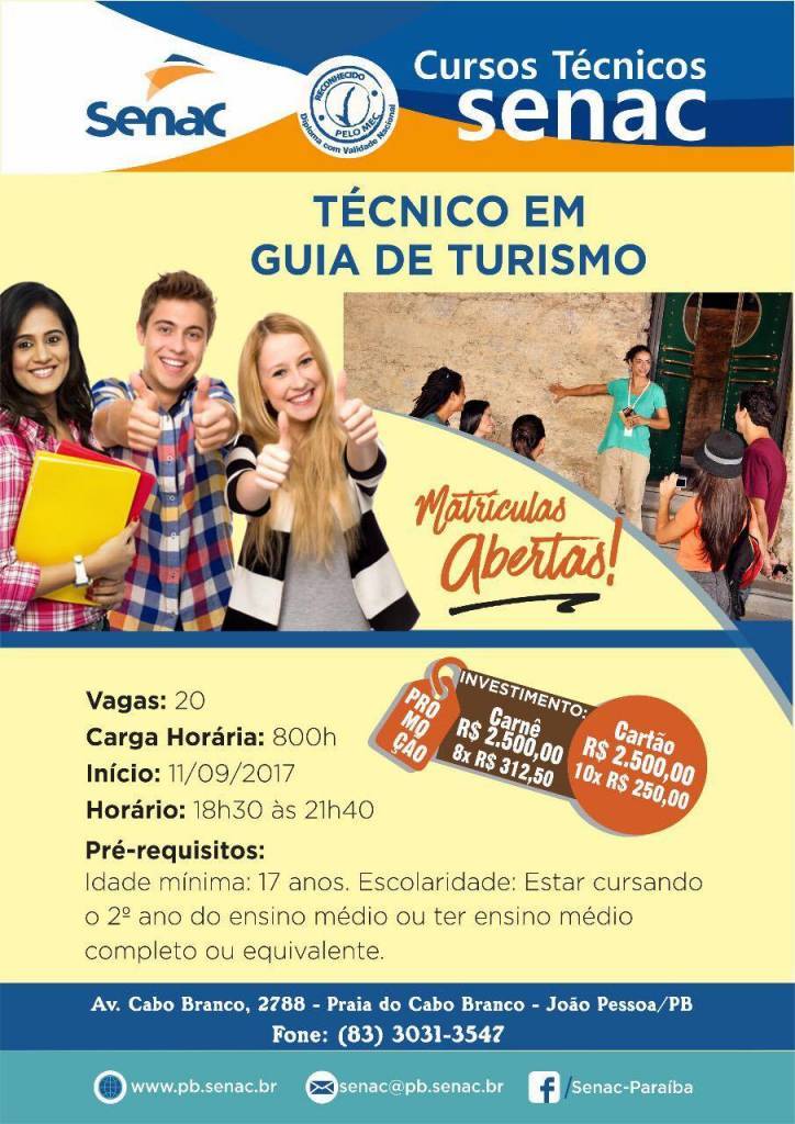 Senac Paraíba abre inscrições para curso Técnico em Guia de Turismo na capital