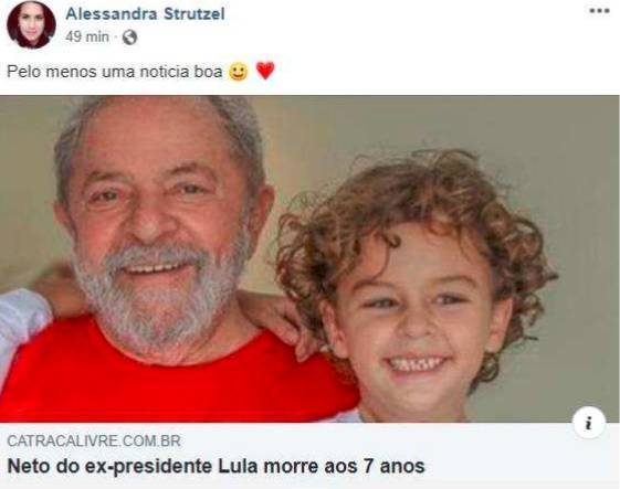Lula processa mulher que comemorou a morte de seu neto