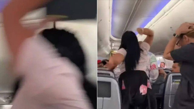 CIÚMES: Mulher faz ‘barraco’ dentro de voo e joga laptop no namorado – ASSISTA