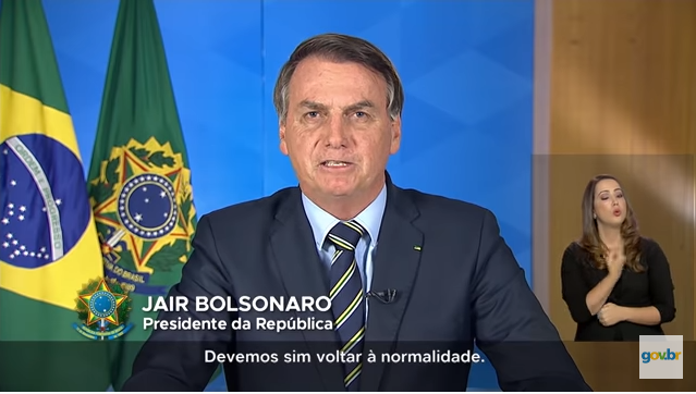 Bolsonaro pede na TV ‘volta à normalidade’ e fim do ‘confinamento em massa’