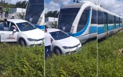 Colisão entre carro e trem na Ilha do Bispo deixa mulher ferida