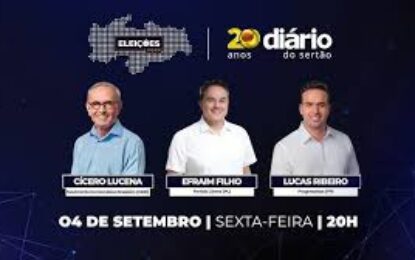 Debate entre os candidatos ao Governo da Paraíba: Cícero Lucena, Efraim Filho e Lucas Ribeiro